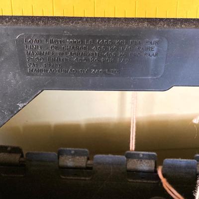 LOT 212: Galvanized Storage Container with Pair of Plastic Workforce Sawhorses