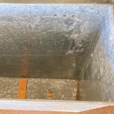 LOT 212: Galvanized Storage Container with Pair of Plastic Workforce Sawhorses