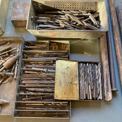 LOT 213: The Globe-Wernicke Co. Metal Horizontal Storage Unit with Contents of Large Tool Lot (Files, Drill Bits, Chisels and More)
