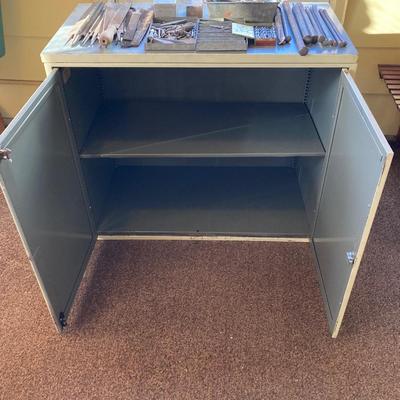 LOT 213: The Globe-Wernicke Co. Metal Horizontal Storage Unit with Contents of Large Tool Lot (Files, Drill Bits, Chisels and More)