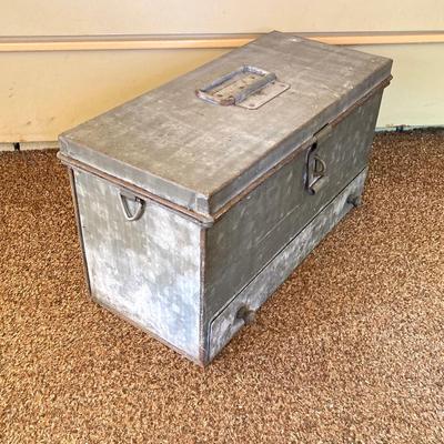 LOT 214: Vintage Galvanized Toolbox with Slide Out Drawer and Contents