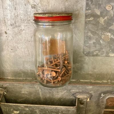 LOT 214: Vintage Galvanized Toolbox with Slide Out Drawer and Contents