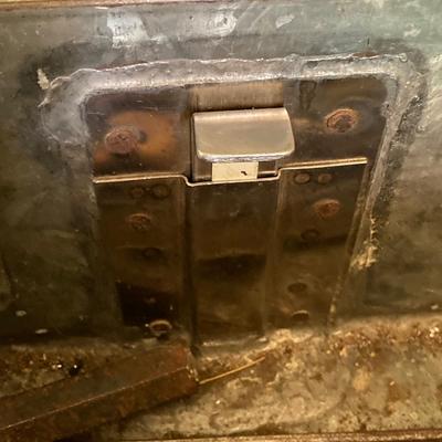 LOT 214: Vintage Galvanized Toolbox with Slide Out Drawer and Contents