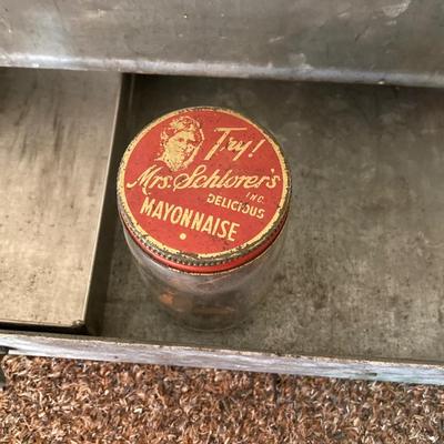 LOT 214: Vintage Galvanized Toolbox with Slide Out Drawer and Contents