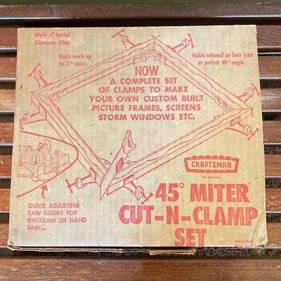 LOT 216: Craftsman Miter Cut-N-Clamp Set in Original Box with Large Collection of Hammers, Metal Square Angle Rulers and More