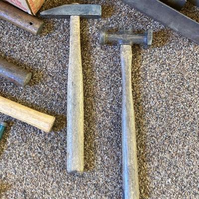 LOT 216: Craftsman Miter Cut-N-Clamp Set in Original Box with Large Collection of Hammers, Metal Square Angle Rulers and More