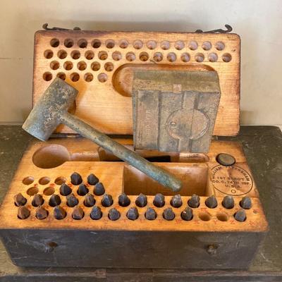 LOT 217: Vintage / Antique Tools - Metal Stamping, Wiss Shears / Cutters, Pexto / Kraeuter Rivet Burr Tools, Copper Chains, Molding Plane...