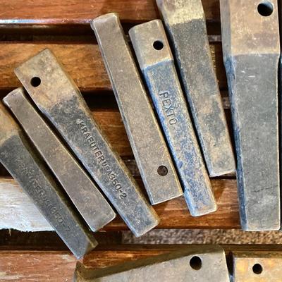 LOT 217: Vintage / Antique Tools - Metal Stamping, Wiss Shears / Cutters, Pexto / Kraeuter Rivet Burr Tools, Copper Chains, Molding Plane...