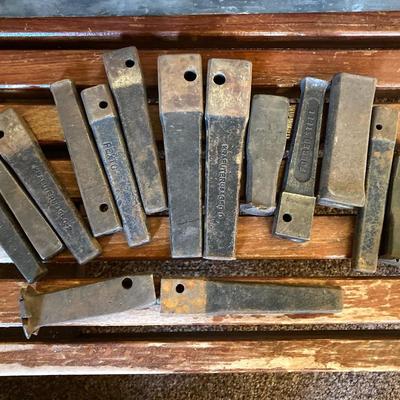 LOT 217: Vintage / Antique Tools - Metal Stamping, Wiss Shears / Cutters, Pexto / Kraeuter Rivet Burr Tools, Copper Chains, Molding Plane...