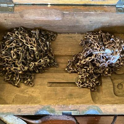 LOT 217: Vintage / Antique Tools - Metal Stamping, Wiss Shears / Cutters, Pexto / Kraeuter Rivet Burr Tools, Copper Chains, Molding Plane...