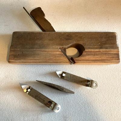 LOT 217: Vintage / Antique Tools - Metal Stamping, Wiss Shears / Cutters, Pexto / Kraeuter Rivet Burr Tools, Copper Chains, Molding Plane...