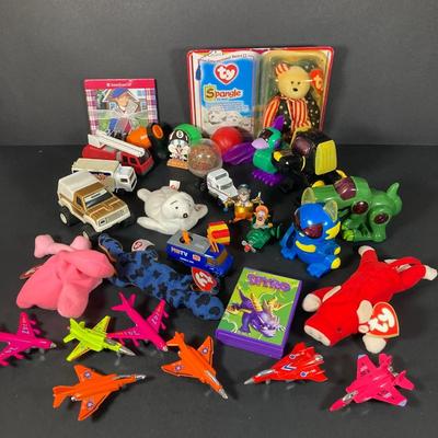 LOT 218: Vintage Toys - Marbles, Bouncy Superballs, Buddy L, Beanie Babies, McDonald's, American Girl Book and More