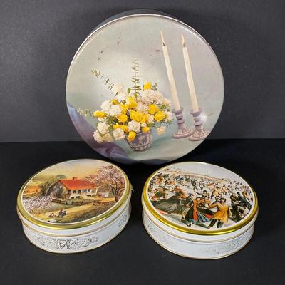 LOT 219: Vintage Tin Collection - Reisman's Thin Pretzels, Valleybrook Farms, Swiss Colony, Supreme Pure Cane Sugar Sack and More