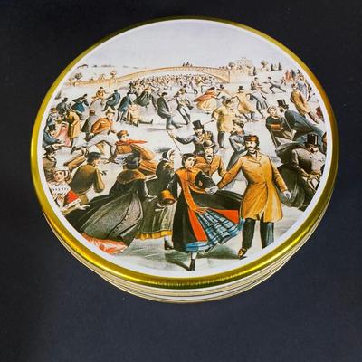 LOT 219: Vintage Tin Collection - Reisman's Thin Pretzels, Valleybrook Farms, Swiss Colony, Supreme Pure Cane Sugar Sack and More