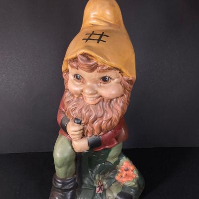 LOT 220: Pair of Large Hand Painted Ceramic Garden Knomes