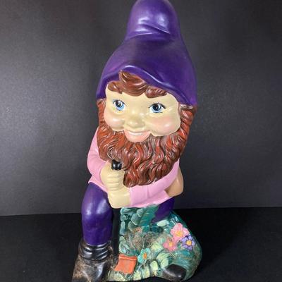 LOT 220: Pair of Large Hand Painted Ceramic Garden Knomes