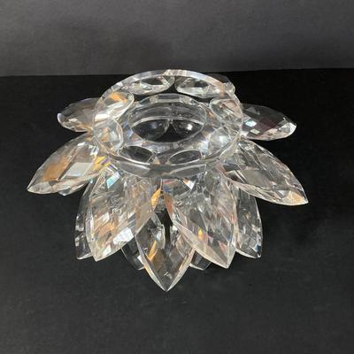 LOT 221: Three Shannon Crystal Candle Holders with Mirror Base