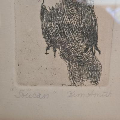 LOT 3X: Framed Wall Art - "Toucan" By Kim Smith, D. Bucher Original, Signed and Numbered Bartlett Artwork, and "First Day...