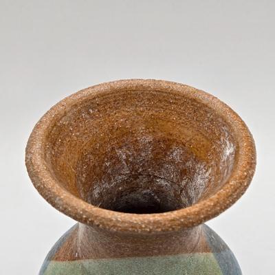 LOT 5X: Vintage Asian Carved Stone Grapes With Leaves, Metal Sculptures, and Signed Hand-Made Clay Vase