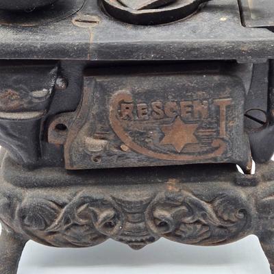 LOT 6X: Vintage Black Cast Iron Crescent Stove Salesman Sample and Antique Shoe Last for Cobbler Stand Cast Iron Child Size 5