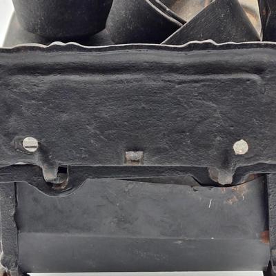 LOT 6X: Vintage Black Cast Iron Crescent Stove Salesman Sample and Antique Shoe Last for Cobbler Stand Cast Iron Child Size 5