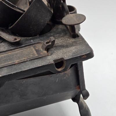 LOT 6X: Vintage Black Cast Iron Crescent Stove Salesman Sample and Antique Shoe Last for Cobbler Stand Cast Iron Child Size 5