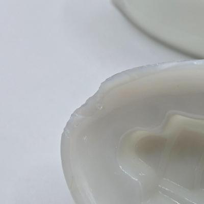 LOT 7X: Antique Milk Glass Battleship , Vintage Sailing Ship Cast Iron Bookend, and Two Vases