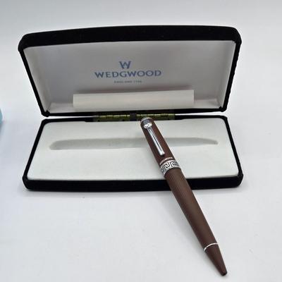 LOT 12X: Wedgewood Jasperware Brown Ballpoint Pen, Vintage Berol Apsco Pencil Sharpener, and Vintage Brass Envelope Opener From "...