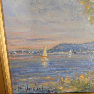 LOT 21L: "Late Summer at Nyack Beach View From Power House" Signed Oil Painting by Marylyn Vanderpool