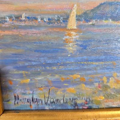 LOT 21L: "Late Summer at Nyack Beach View From Power House" Signed Oil Painting by Marylyn Vanderpool