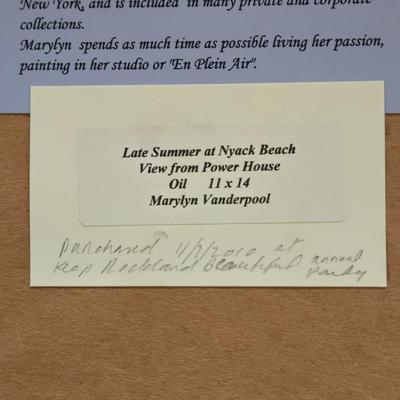 LOT 21L: "Late Summer at Nyack Beach View From Power House" Signed Oil Painting by Marylyn Vanderpool