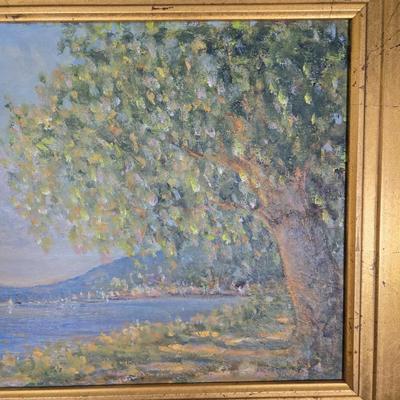 LOT 21L: "Late Summer at Nyack Beach View From Power House" Signed Oil Painting by Marylyn Vanderpool