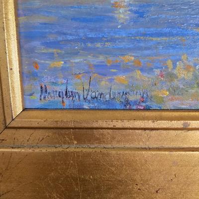 LOT 21L: "Late Summer at Nyack Beach View From Power House" Signed Oil Painting by Marylyn Vanderpool