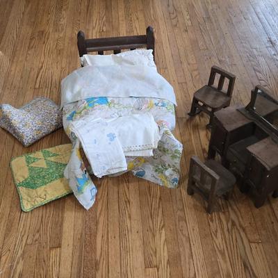 LOT 25L: Wooden Doll Furniture; Appears to be Handmade; Age Unknown