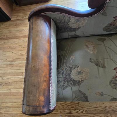 LOT 27L: Antique Couch With Ornate Carved Wood Trim