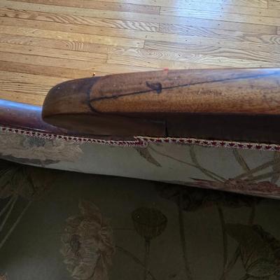 LOT 27L: Antique Couch With Ornate Carved Wood Trim