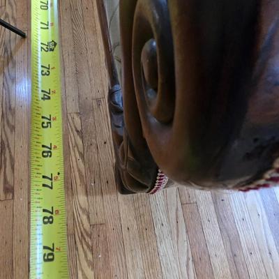 LOT 27L: Antique Couch With Ornate Carved Wood Trim