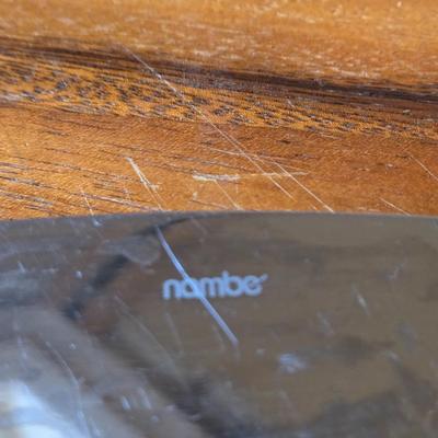 LOT 30K: Nambre Cheese Cutting Board With Knife, Zazza Knife and Serving Set, and Zazza 5 Piece Slate Cheese Marker Set