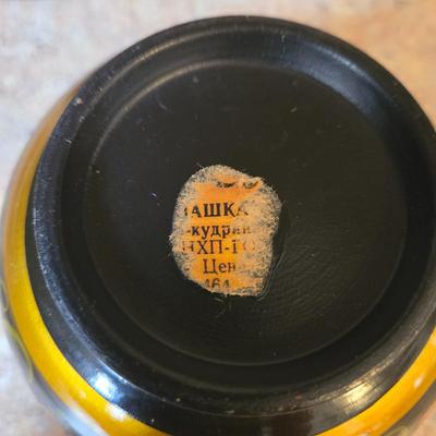 LOT 31K: Russian Khokhloma Lacquer Box, Japanese Handpainted Bowl, 2 Russian Lacquer Wooden Bowls, 2 Stone Carved Elephants , and Serving...