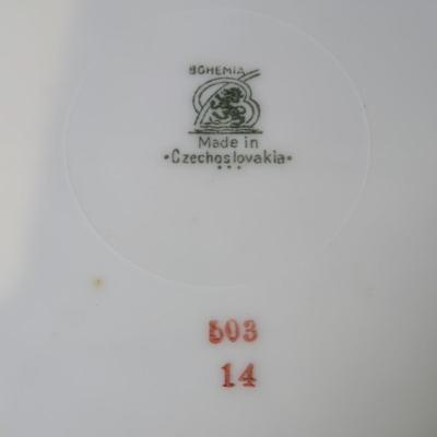 LOT 33K: Czechoslovakia Gilded Floral Rose Dinner Plates