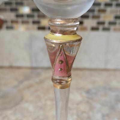 LOT 34K: Set of 12 Pasabahce Circle Art of Glass Gold Rim Glasses, Set of 7 Fostoria Classic Gold Water Goblets, and Set of 4 Artland...