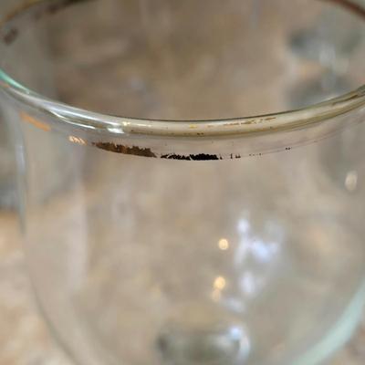 LOT 34K: Set of 12 Pasabahce Circle Art of Glass Gold Rim Glasses, Set of 7 Fostoria Classic Gold Water Goblets, and Set of 4 Artland...