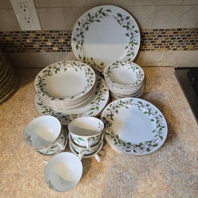 LOT 35K: Wentworth " Dogwood" Gold Rimmed China Set