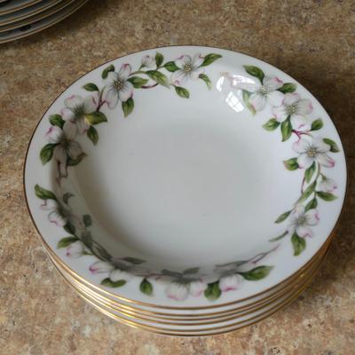 LOT 35K: Wentworth " Dogwood" Gold Rimmed China Set