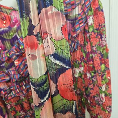 LOT 39X: 1980s Original Vintage Diane Freis Dresses, Skirt Set, and Blouses