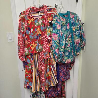 LOT 39X: 1980s Original Vintage Diane Freis Dresses, Skirt Set, and Blouses