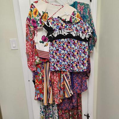 LOT 39X: 1980s Original Vintage Diane Freis Dresses, Skirt Set, and Blouses