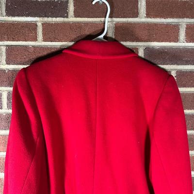 LOT 80Y: Vintage Christian Dior Red Double Breasted Coat