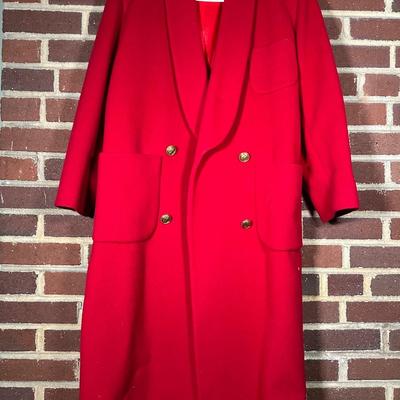 LOT 80Y: Vintage Christian Dior Red Double Breasted Coat