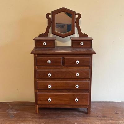 LOT 97Y: Vintage Wood Jewelry Armoire